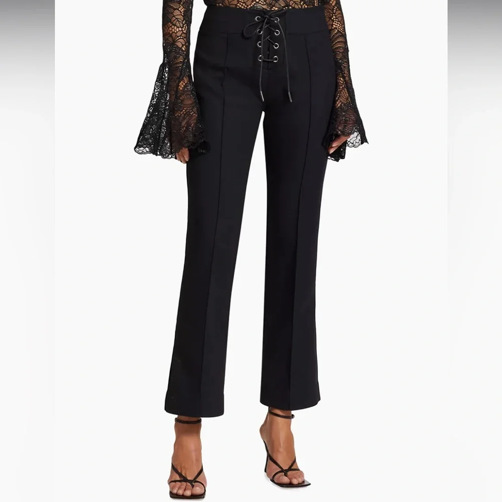 NWT $398.00 Frame lace up Black trouser Pants size 2 - Picture 4 of 13